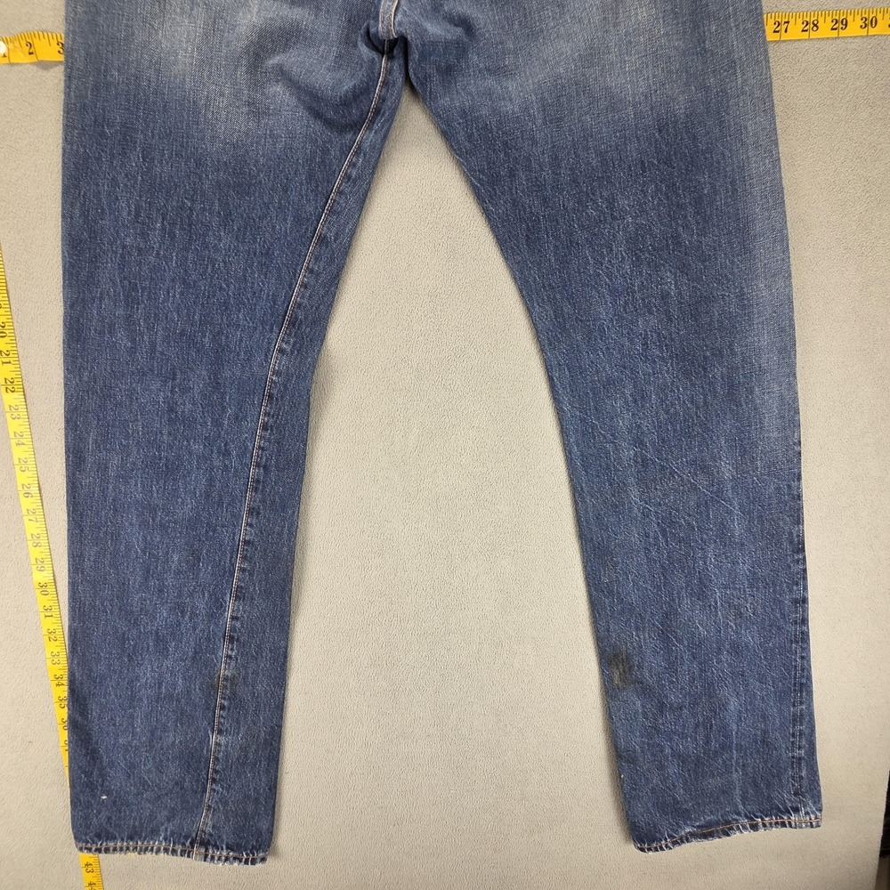 Levis 501 Jeans Mens 33x34 Blue Selvedge LVC Whiskers Button Fly - Picture 13 of 16